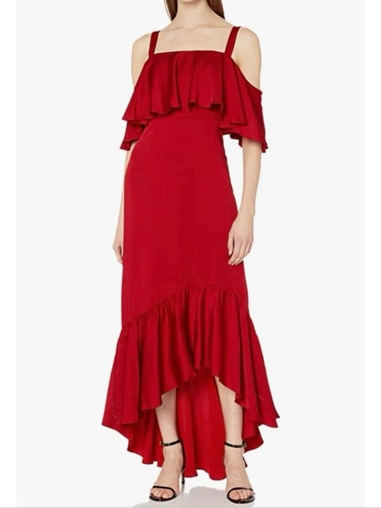 Jill Stuart Dresses & Skirts - NWT Jill Stuart Red Cold-Shoulder High-Low Ruffle Dress - Size: 6